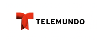 Telemundo logo with red emblem and black text on white background.