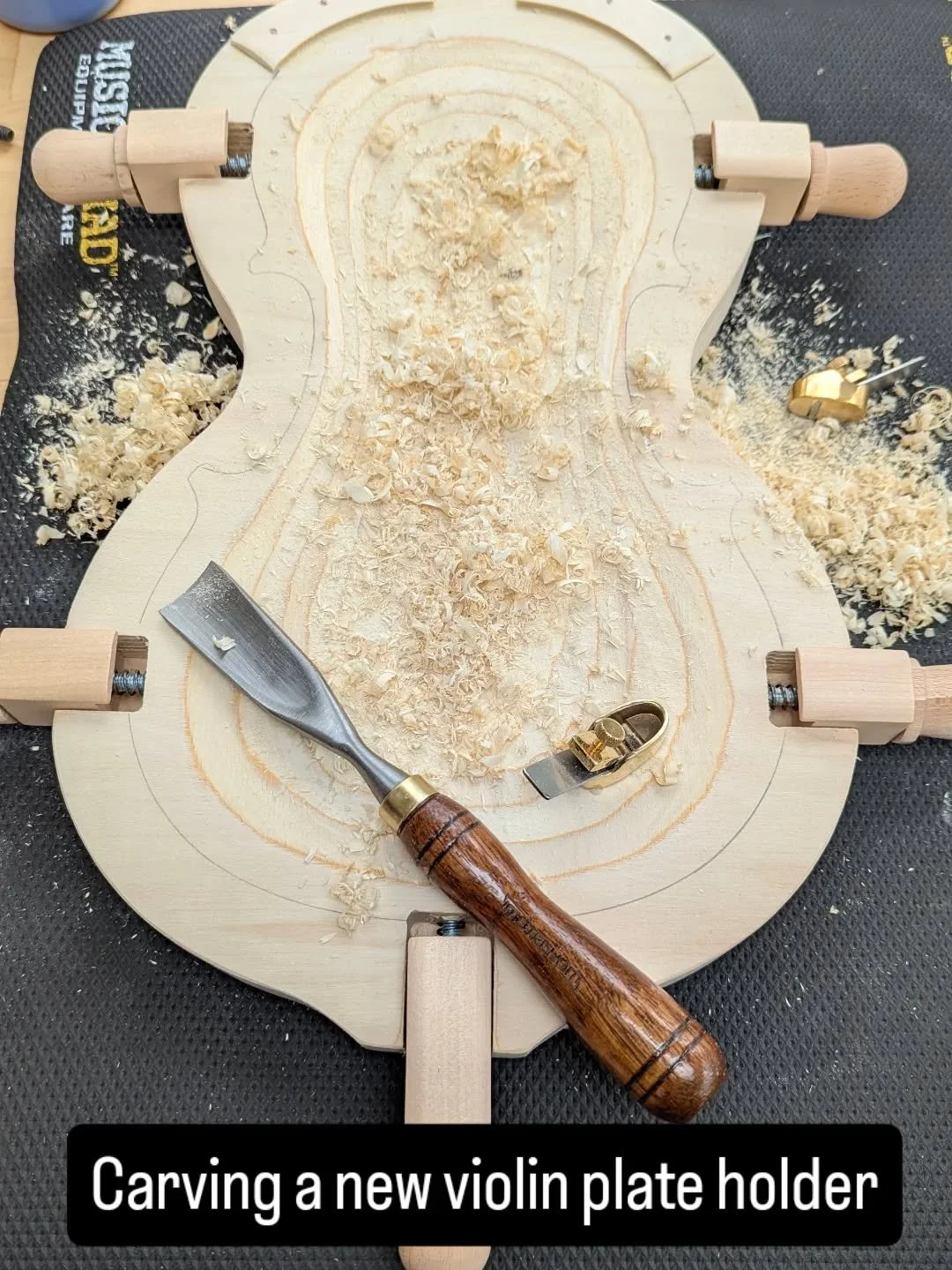 Carving a new violin plate holder
So, apparently if you order a new violin plate holder that's supposed to be already carved out... You end up carving it out yourself. So much for saving time. 
#violinmaker #luthier #benchwork #carving