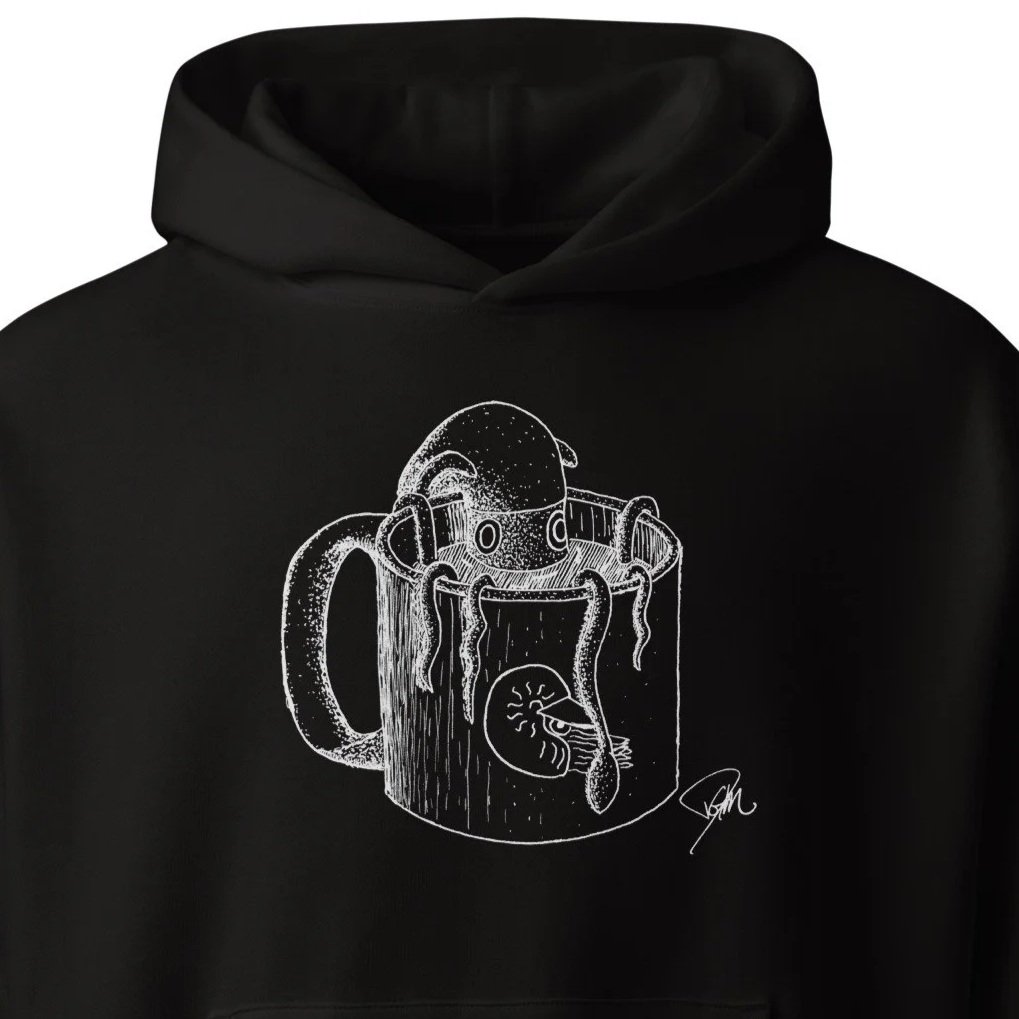 "Squid in a Coffee Cup" Oversized heavyweight hoodie