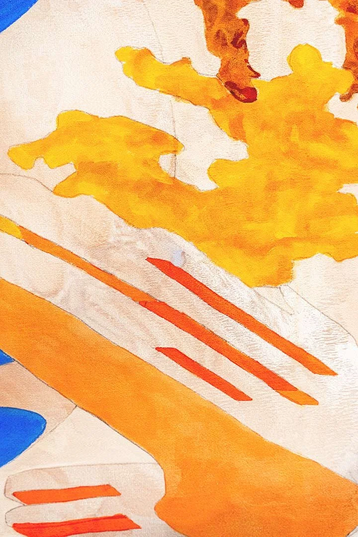  For a More Advanced Awareness  (detail) 
Graphite, gouache, and acrylic on duchess satin 
48 x 36 in.  
2024