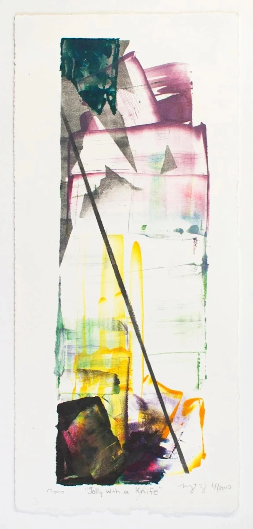  Jolly, With a Knife  
13 in. x 6 in.  
Oil-based ink monotype 
2012 