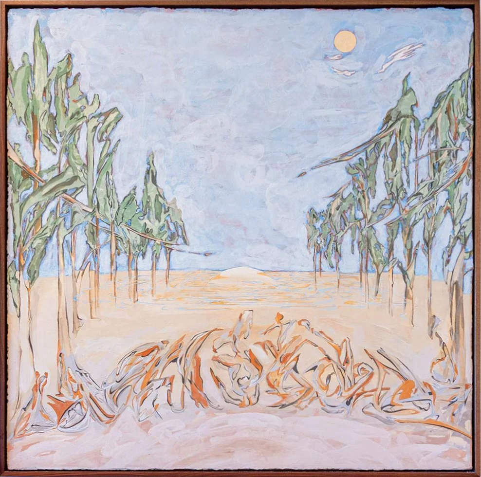  Etched in Stone, Fresh as New Life   
Organic pigments on lime plaster, marble dust, and river sand, on panel 
48 x 48 in.  
2024