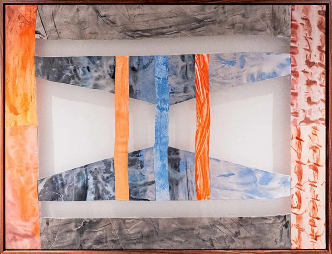  The Fragility of Stillness  
Organza and Acryclic on duchess satin, hand sewn 
36 x 48 in.  
2024