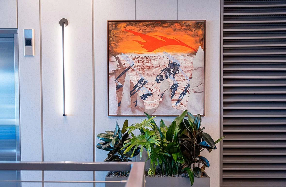  Survivor Qualities  (install)  
Spray paint on pumice and acrylic on duchess satin 
48 x 48 in.  
2024