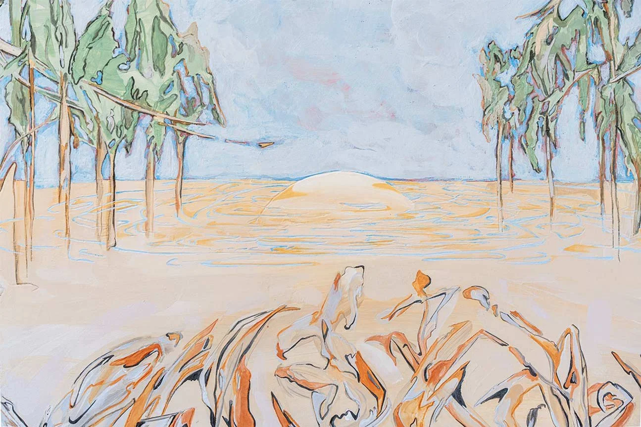  Etched in Stone, Fresh as New Life  (detail)  
Organic pigments on lime plaster, marble dust, and river sand, on panel 
48 x 48 in.  
2024