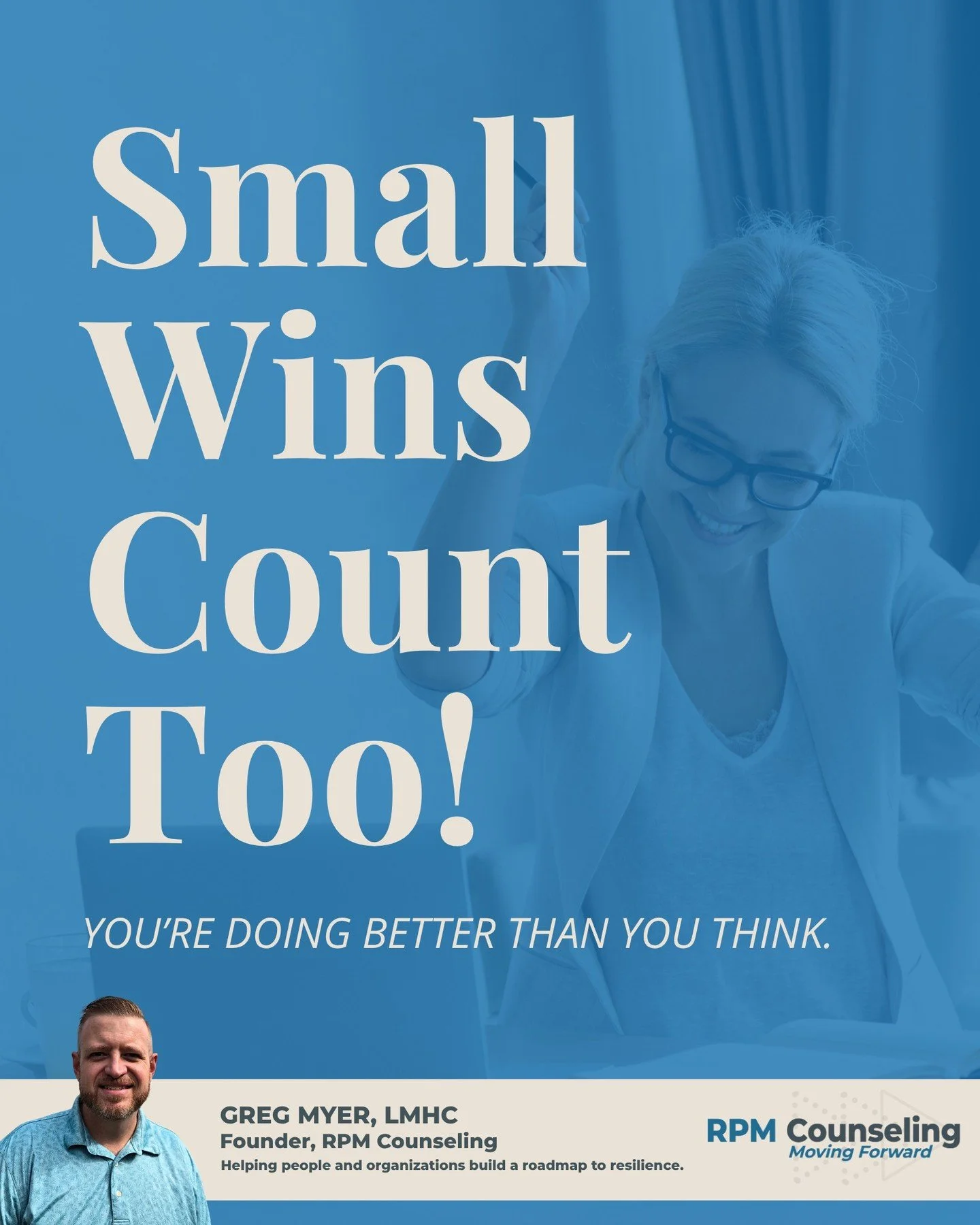 Before you wrap up the week, celebrate the small wins such as the moments you showed up even when it was hard. You&rsquo;re doing better than you think. 🌼 

Book your free consultation here: https://www.rpmcounseling.com

#RPMCounseling #TherapyIsTr