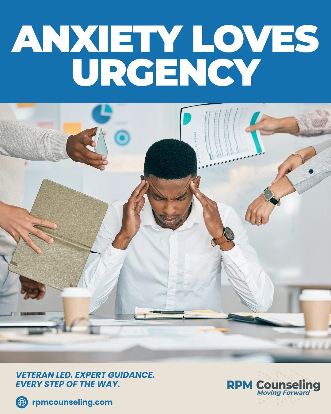 Anxiety convinces you everything is urgent. Pause and ask: &ldquo;Is this truly urgent or just uncomfortable?&rdquo; 

Book your free consultation here: https://www.rpmcounseling.com

#RPMCounseling #StressManagement #AwarenessTools #MentalWellness