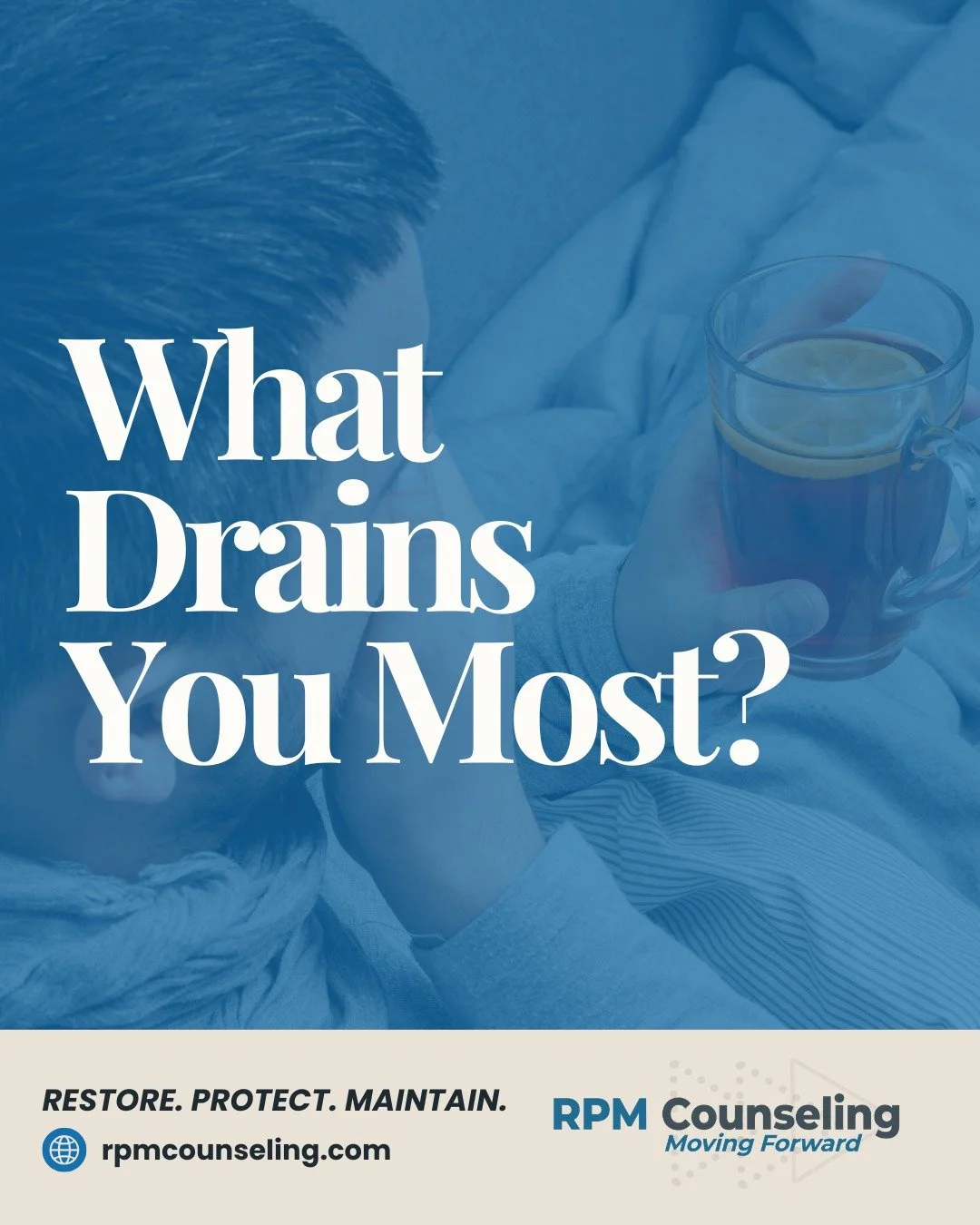 Identifying what drains you helps you prevent burnout, not just recover from it. Reflect today. 

Book your free consultation here: https://www.rpmcounseling.com

#SelfAwareness #MentalHealthPlanning #TherapySupport