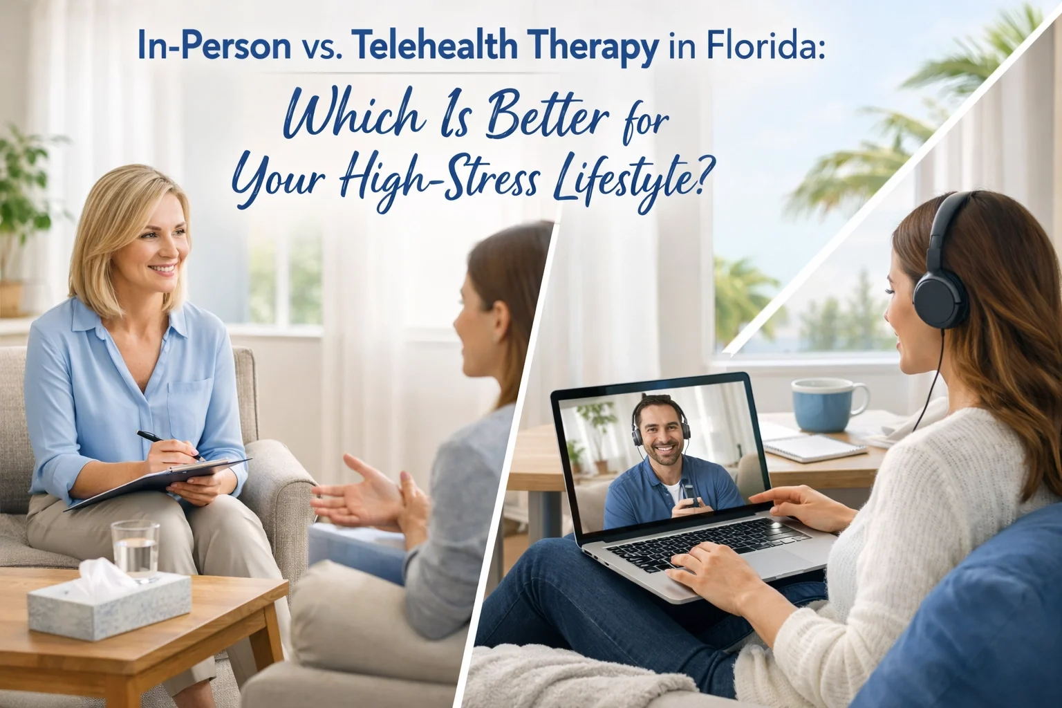 In-Person vs. Telehealth Therapy in Florida: Which Is Better for Your High-Stress Lifestyle?