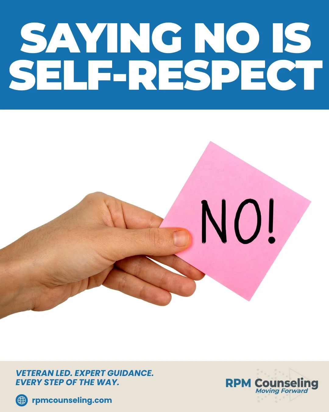 Saying no is about protecting capacity, not rejecting people. 

Save this. 

Book your free consultation here: https://www.rpmcounseling.com 

#BoundarySetting #SelfRespect #MentalHealthCare
