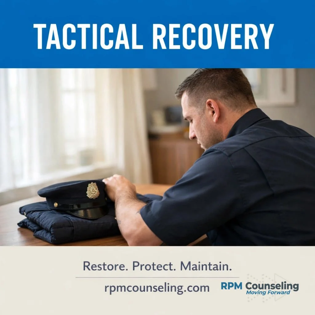 Tactical recovery starts with a nervous system reset.

#FirstResponders #MentalHealth #Telehealth #RestoreProtectMaintain

For first responders, 'Transition Rituals': like box breathing or changing out of uniform: are vital to moving from 'Protective