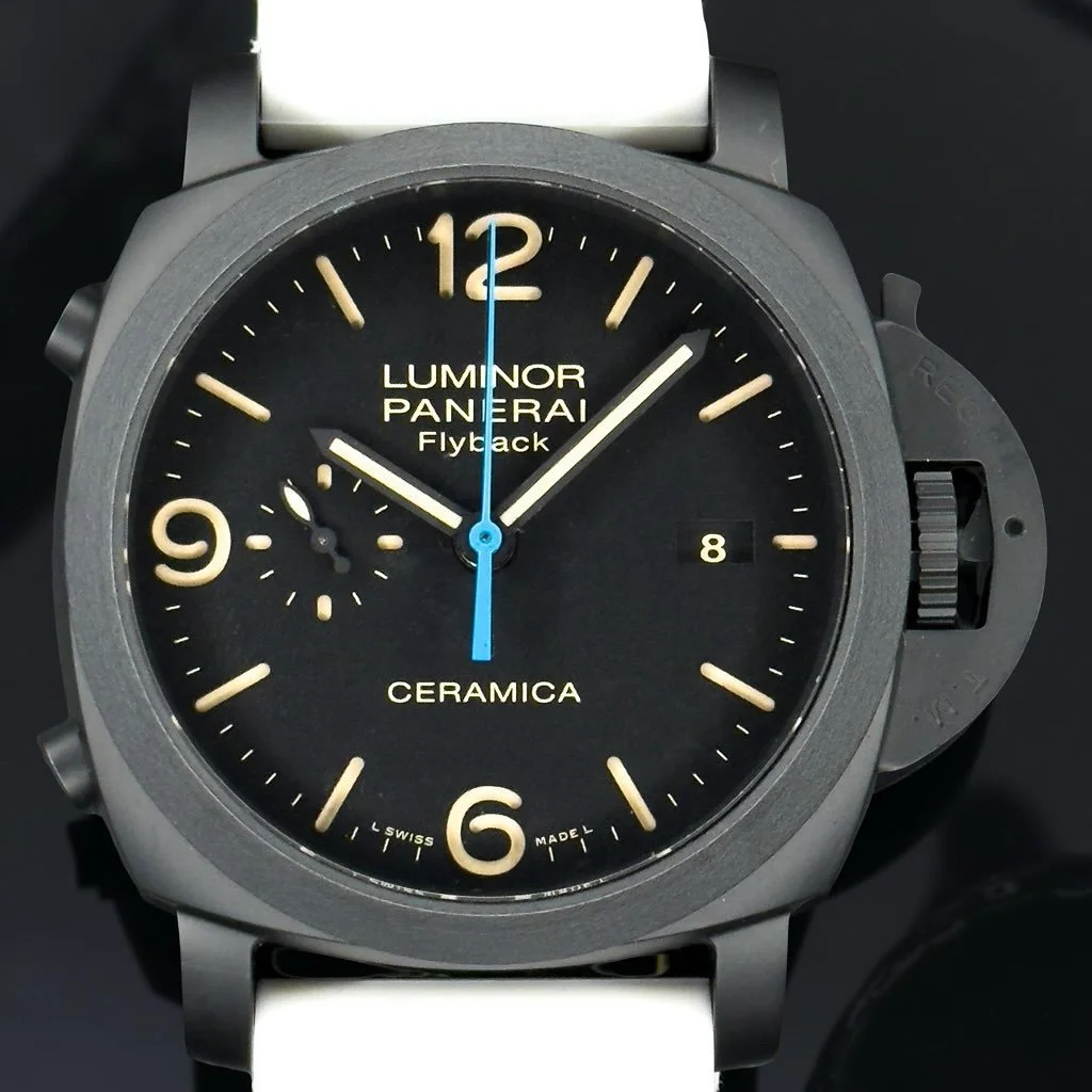 🖤 2018 Panerai PAM00580 Luminor 1950 Flyback Ceramica 🖤
📍 Available now at Texas Watch Exchange

🔥 Key Details:
&bull; Reference: PAM00580
&bull; Year: 2018
&bull; 44mm Black Ceramic Case
&bull; Automatic P.9100 Flyback Chronograph Movement
&bull