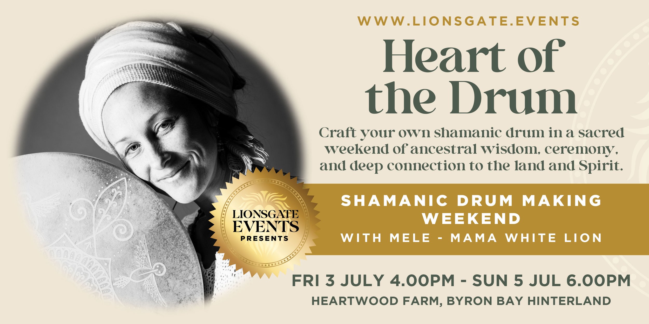Shamanic drum making workshop at Heartwood Farm Byron Bay Hinterland with hands-on drum crafting experience