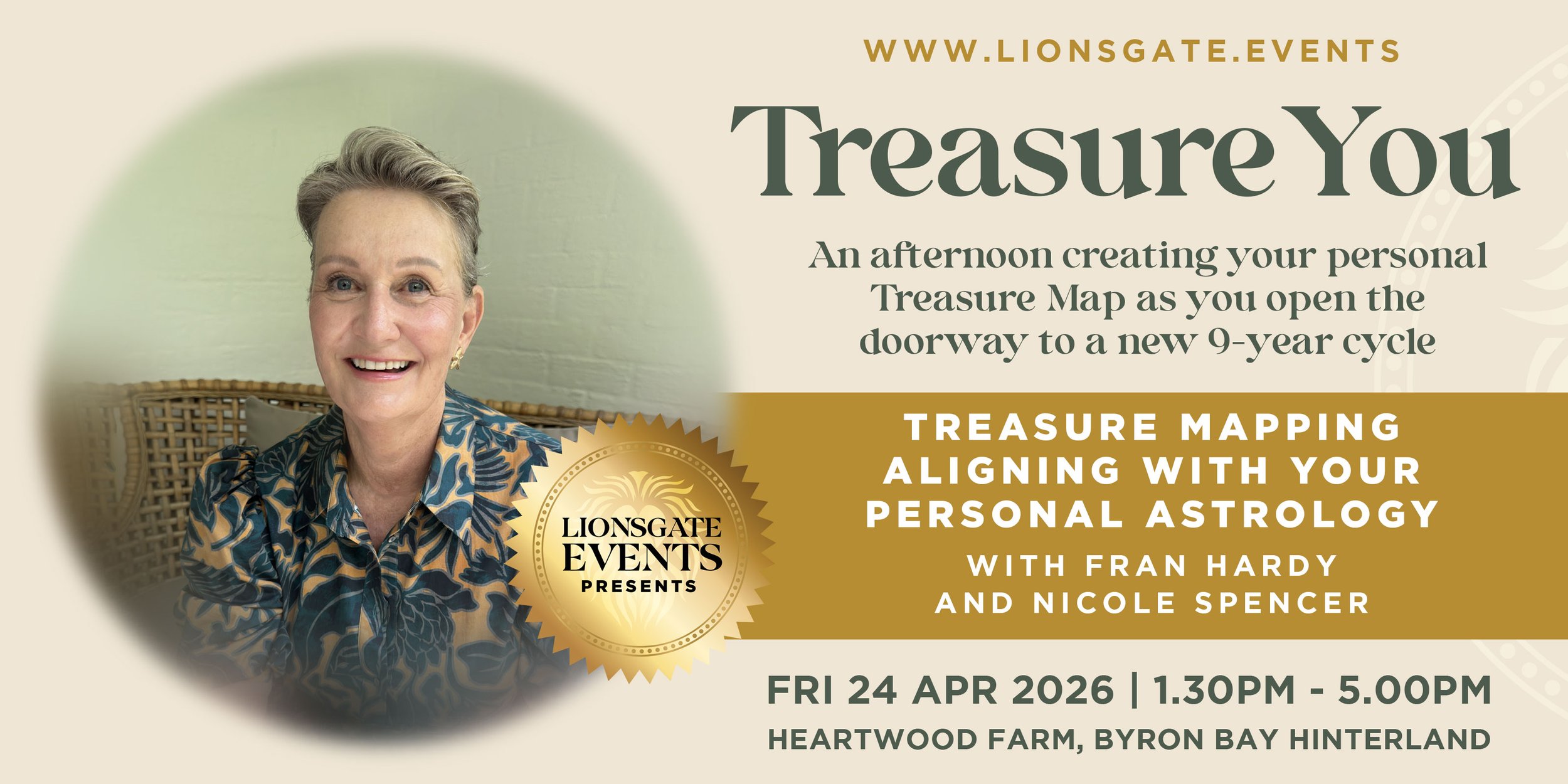 Astrological treasure mapping workshop with Fran Hardy at Heartwood Farm Byron Bay Hinterland, April 2026