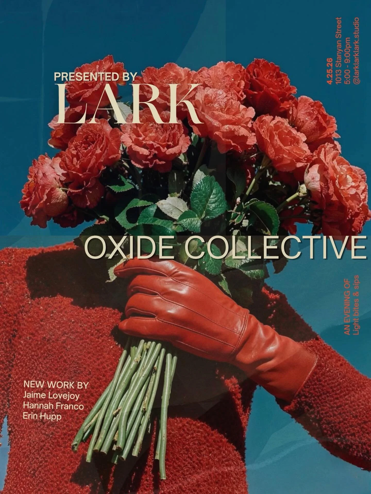 Art but make it sexy.

Oxide is thrilled to collaborate with @larklarklark.studio and showcase new artwork from @jaimelovejoyart @hannahfrancofineart and @erinhuppceramics in the LARK studio.

Join us for the opening party Saturday, April 25th, 5-9pm