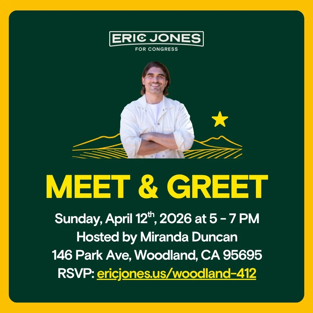 I&rsquo;m running for Congress to fight for working people &mdash; not corporations. Let&rsquo;s talk about the future of CA-04. Join me in Woodland at the 146 Park Ave on April 12th. Comment WOODLAND 412 for the link.