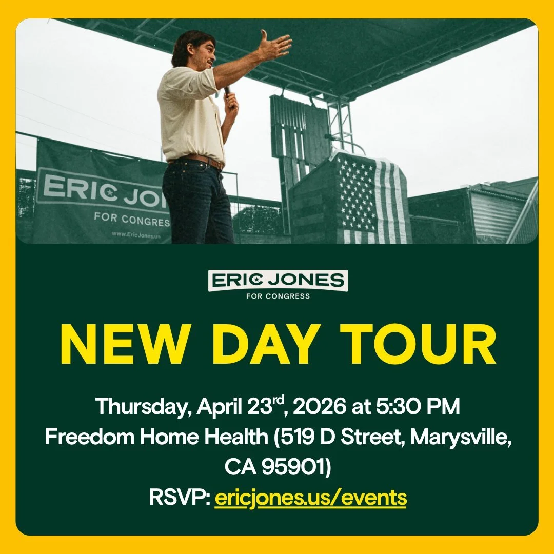 I&rsquo;m running for Congress to fight for working people &mdash; not corporations. Let&rsquo;s talk about the future of CA-04. Join me on our New Day Tour in Marysville at Freedom Home Health on April 23rd. Comment TOUR for the link to RSVP.