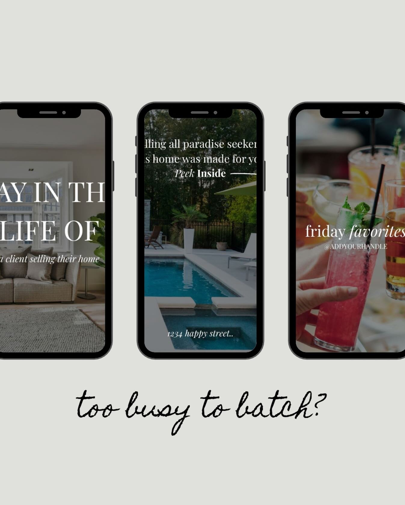 Too busy to batch? That&rsquo;s where we come in.
With our monthly subscription, you&rsquo;ll always have fresh, on-brand content ready to post &mdash; no late nights, no scrambling, no stress. Just grab, go, and grow your business. 💻📱

👉 Subscrib