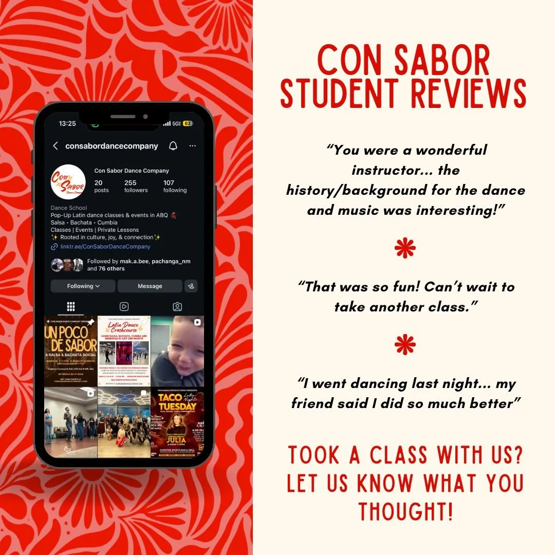 Con Sabor students are the best! We love to hear about your experience! 💃🏻🕺🏻💛

Took a class with Con Sabor? Tell us all about it! Leave us a google review with the link in bio 🔗