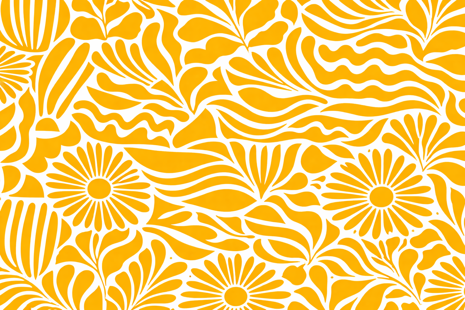 Pattern with yellow and white floral and leaf designs.