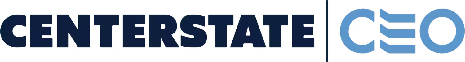 The logo of CenterState CEO features the words 'CENTERSTATE CEO' with a stylized gear icon to the right.