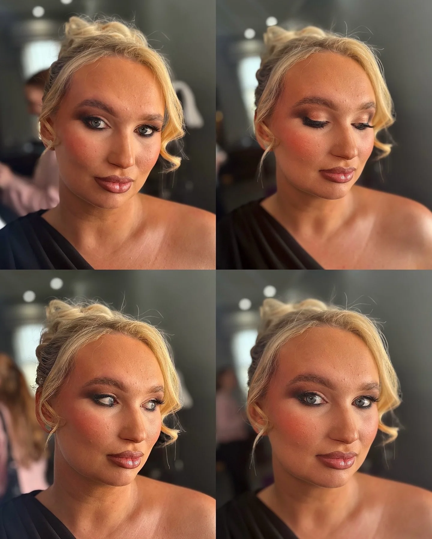 Bridesmaid glam but make it bold 🤍

Heavy smokey eyes, soft pink shimmer, peach blush &amp; full coverage matte skin&hellip; the perfect balance of glam and elegance.

Safe to say I&rsquo;m obsessed with this one 😍

Hair - @styled_byleigh 

#brides