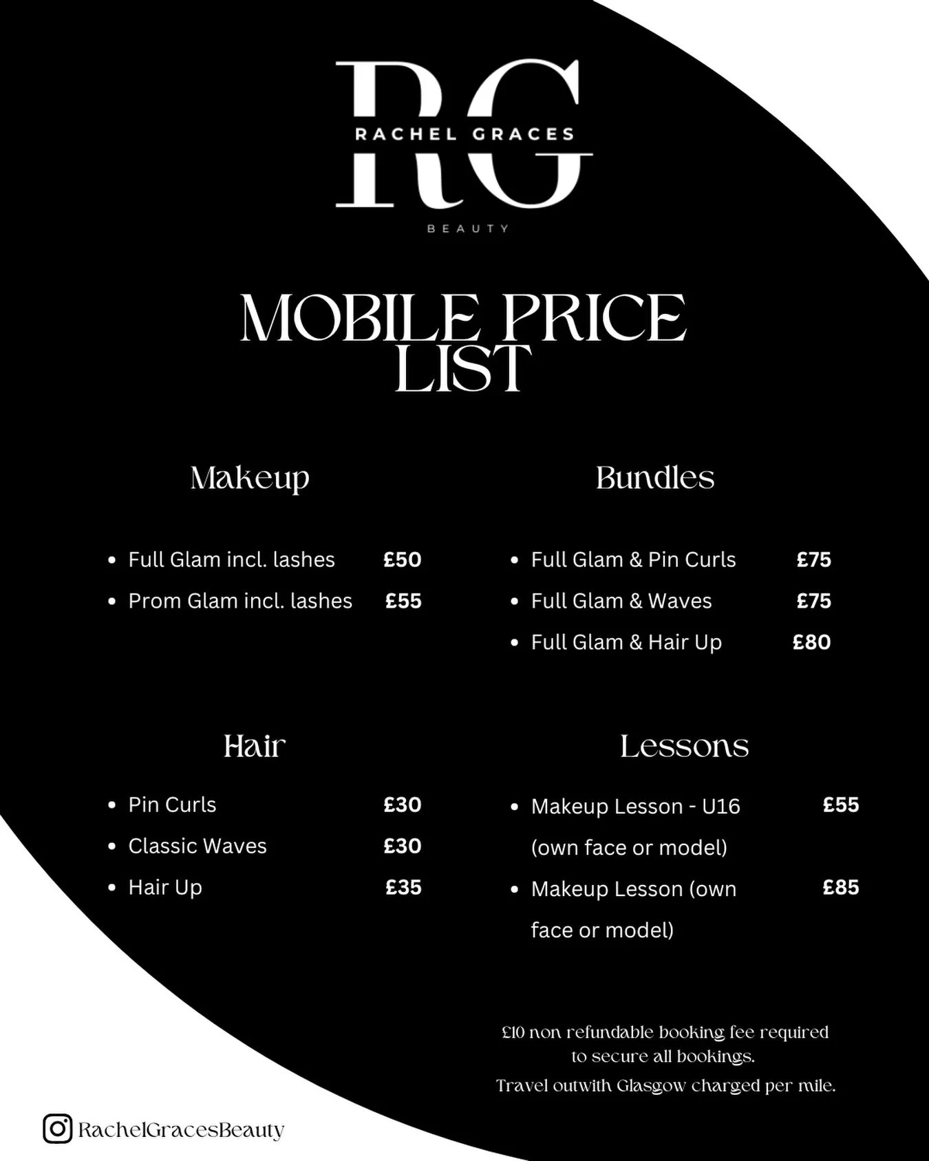 My updated price list is now live! 🤍

I&rsquo;m now fully mobile, bringing professional makeup and hairstyling directly to your door for proms, nights out, events, photoshoots and more ✨

Thank you to everyone who continues to support my business, e