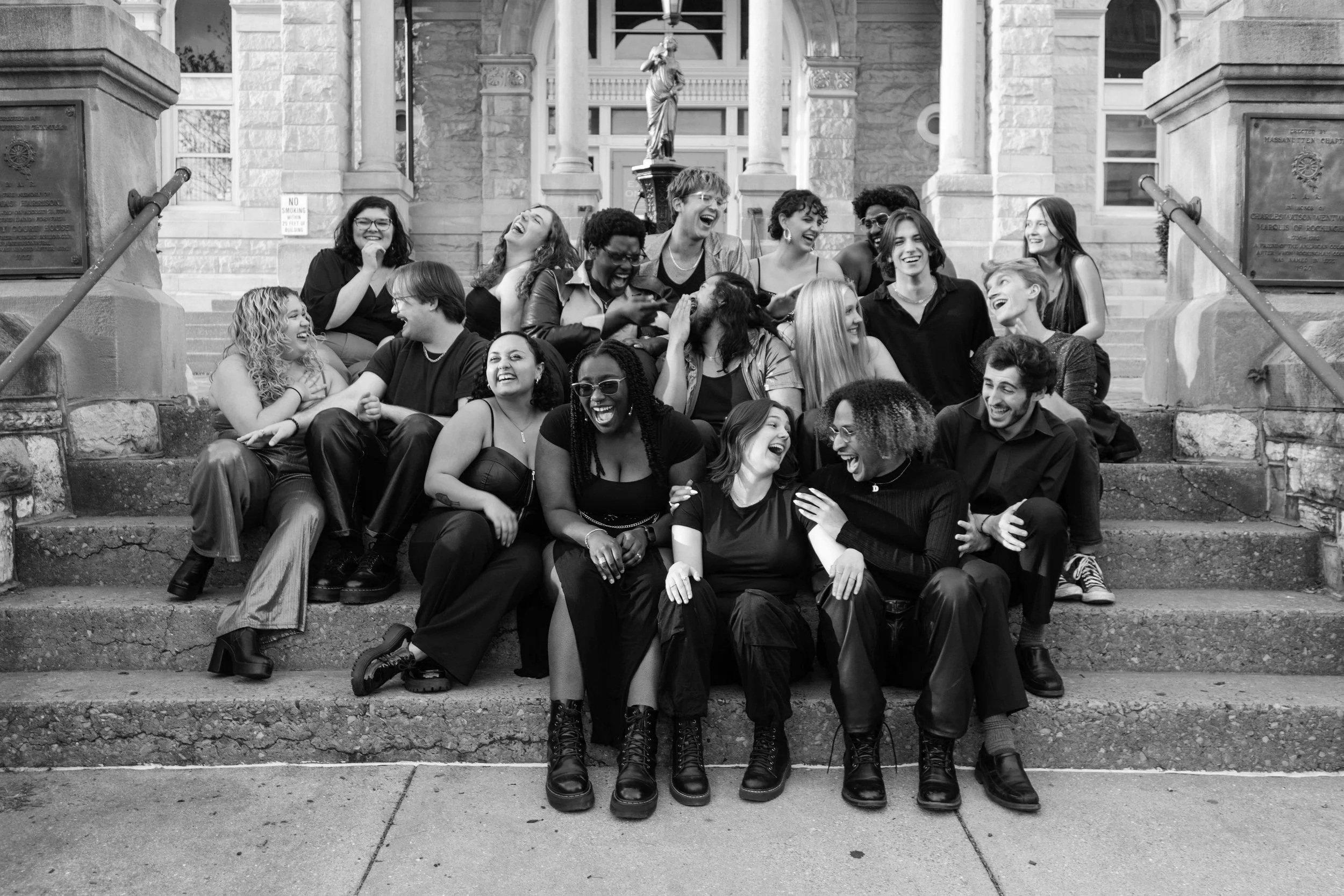 Low Key Acapella for their 2023-2024 School Year Photoshoot in Downtown Harrisonburg, VA. Photo Source: Ryan Michalowicz