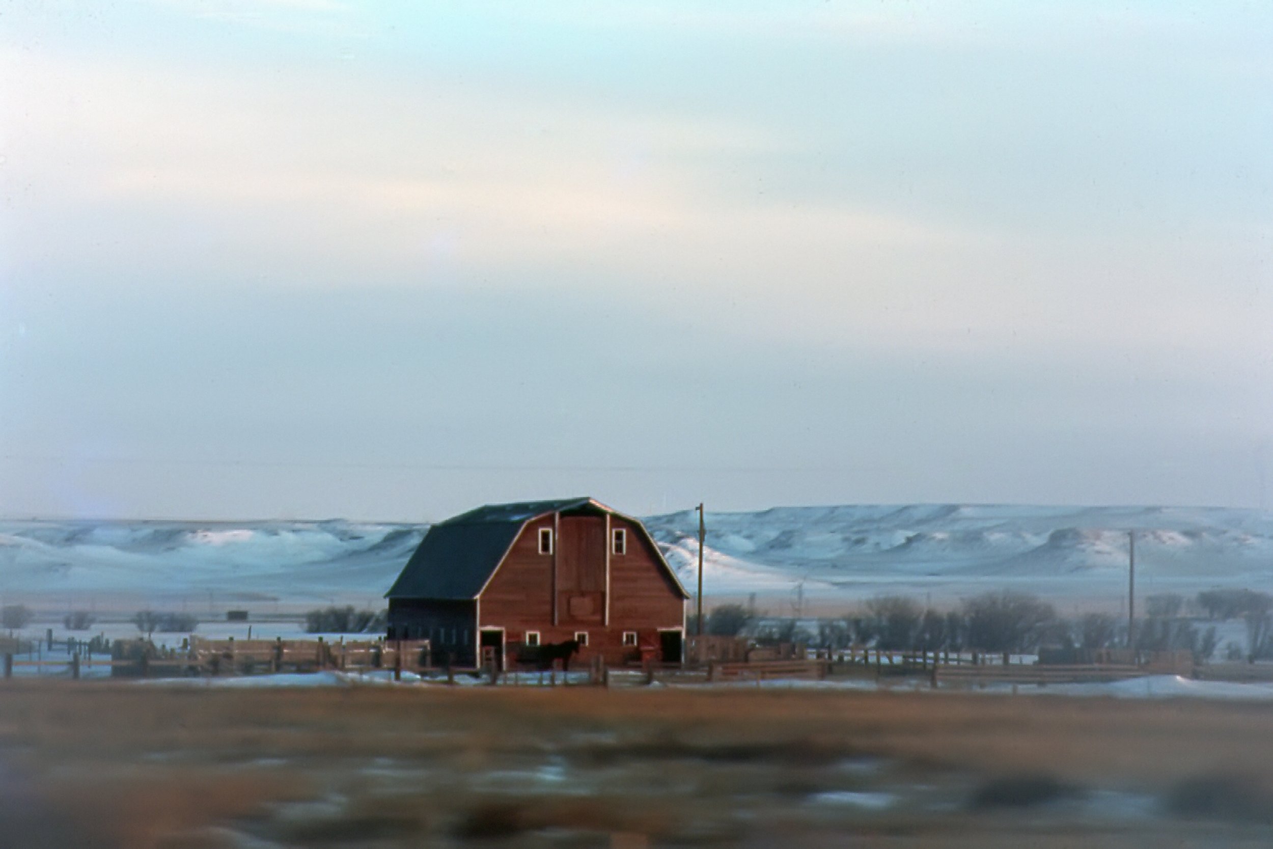 Old barn in winter