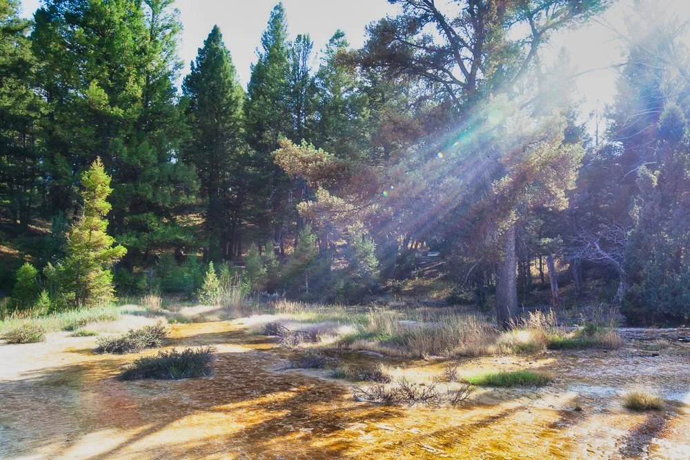 Mammoth falls Yellowstone light streaks