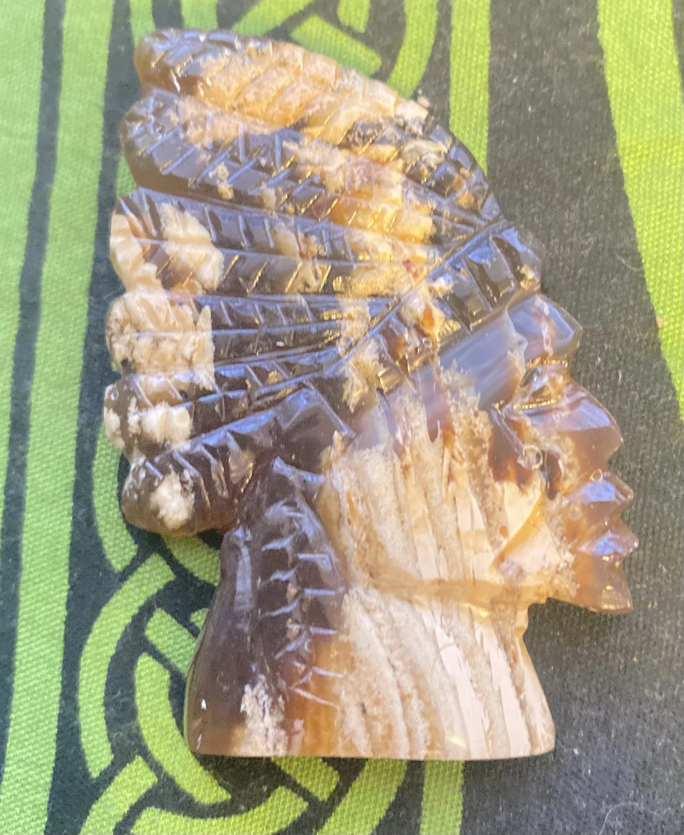 Reiki Charged & Carved Amber Chief Head