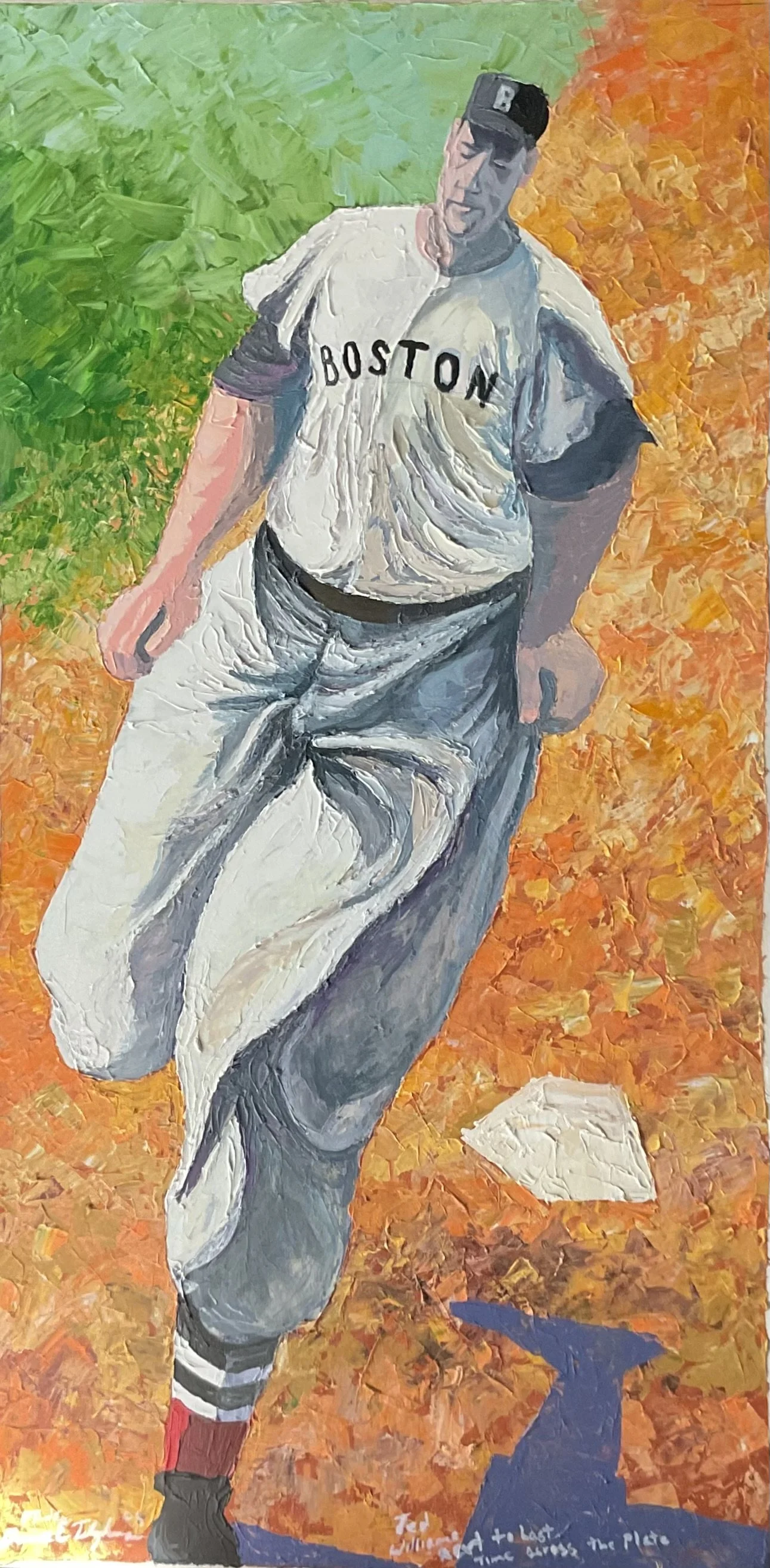 Ted Williams coming around the bases for the last time