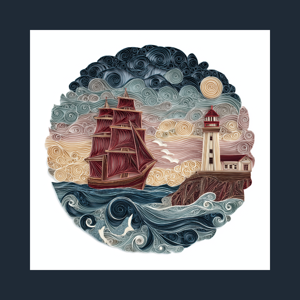 Ocean Crest - Mariner’s Crown Filigree Ship – Nautical Wall Art | Maritime Decor