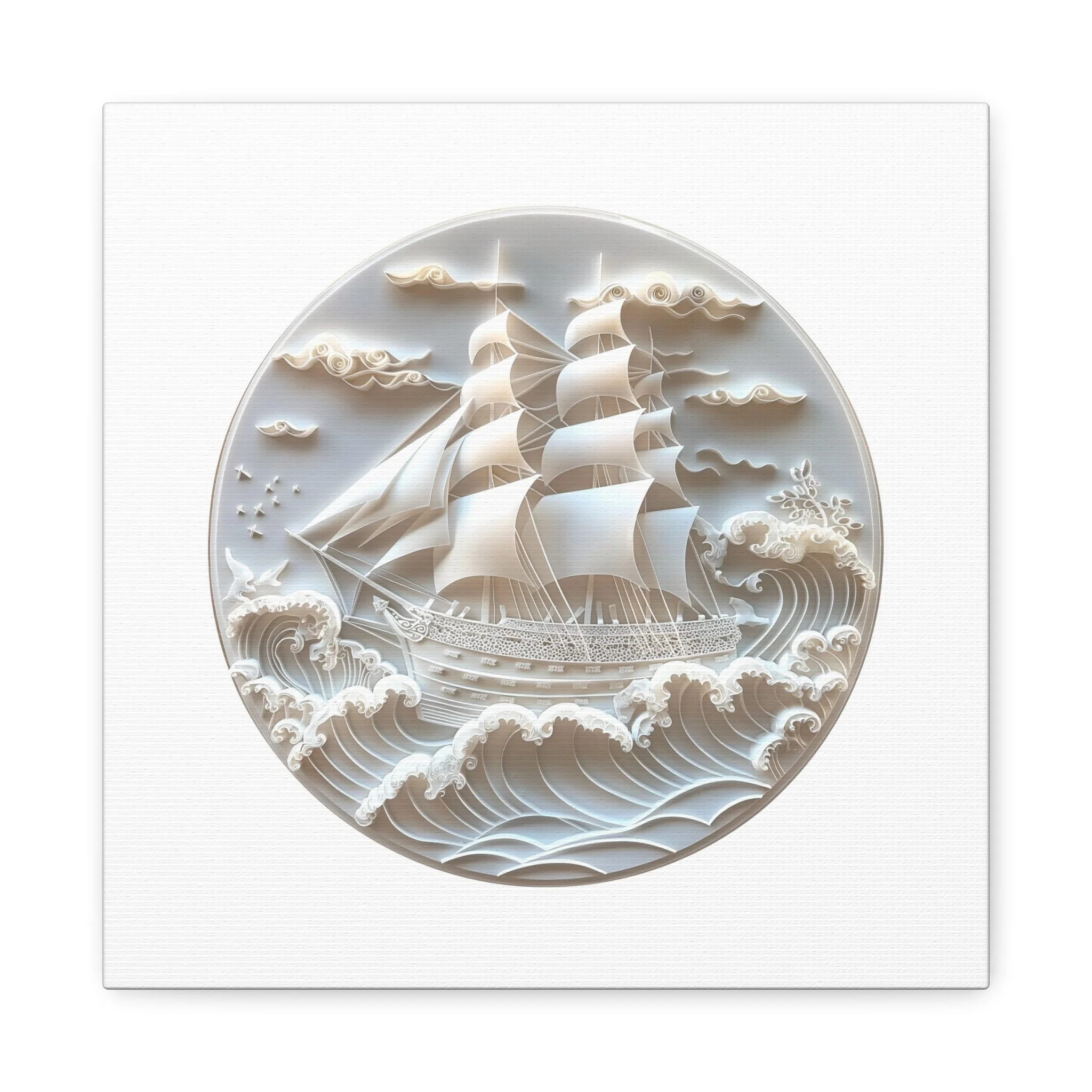 Maritime Filigree Ship Medallion No. 10 – Nautical Sailing Ship Wall Art