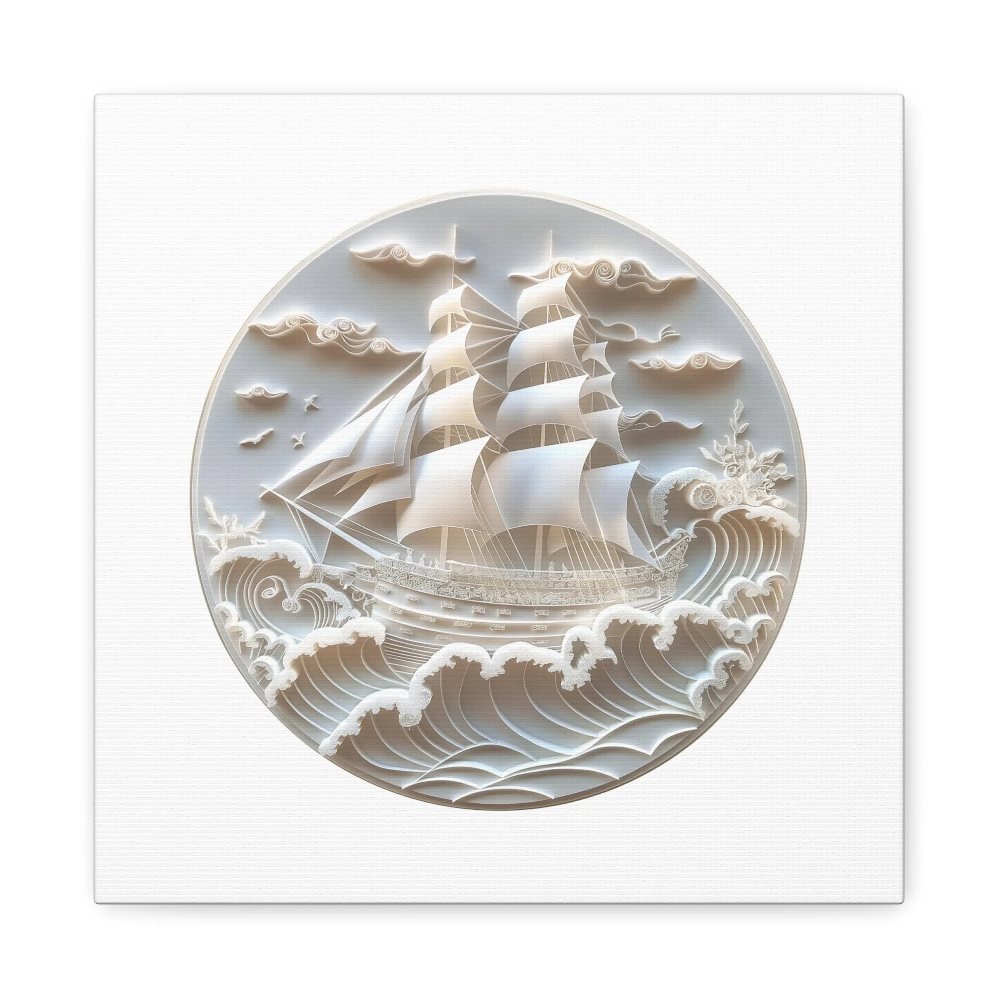 Maritime Filigree Ship Medallion No. 07 – Nautical Sailing Ship Wall Art