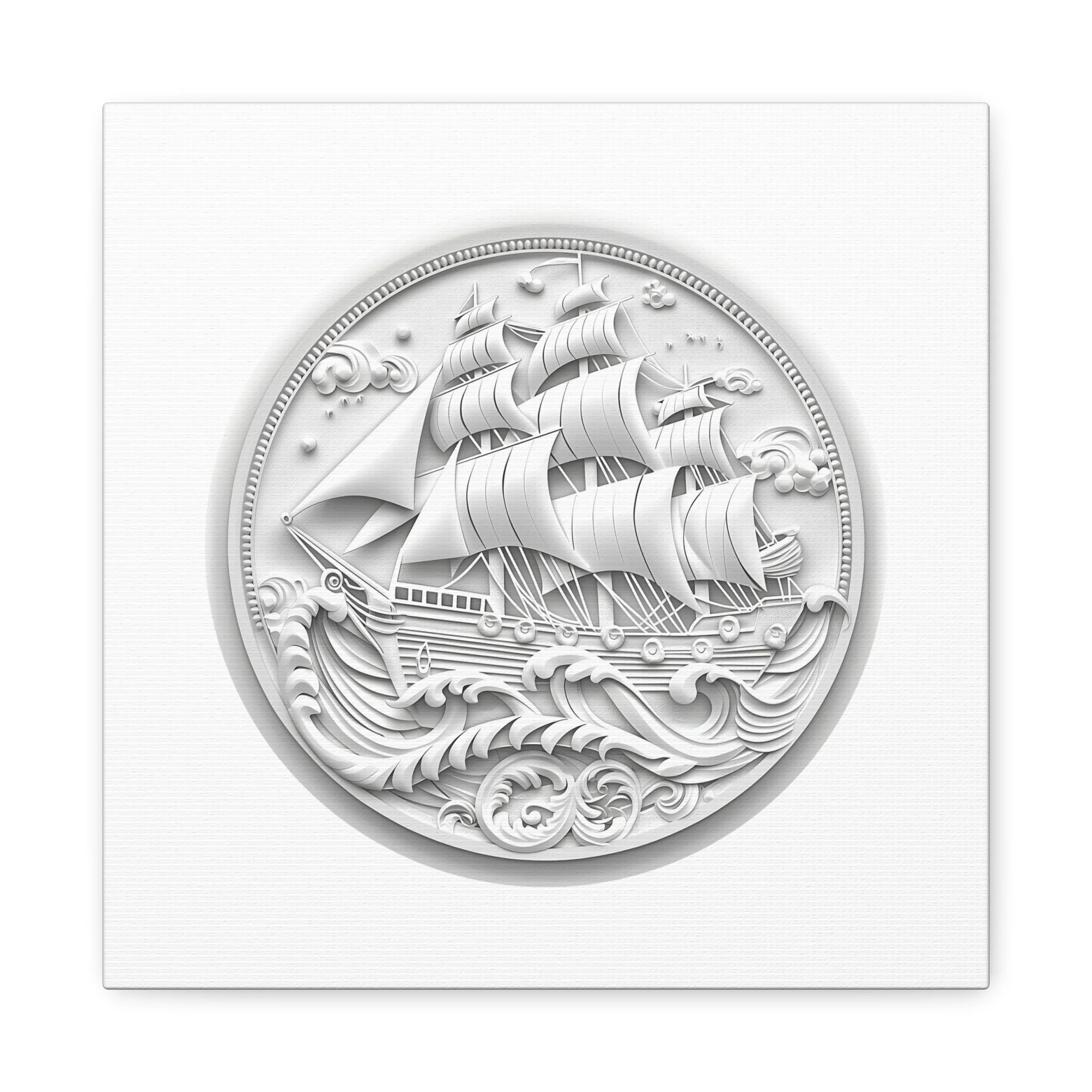 Maritime Filigree Ship Medallion No. 03 – Nautical Sailing Ship Wall Art
