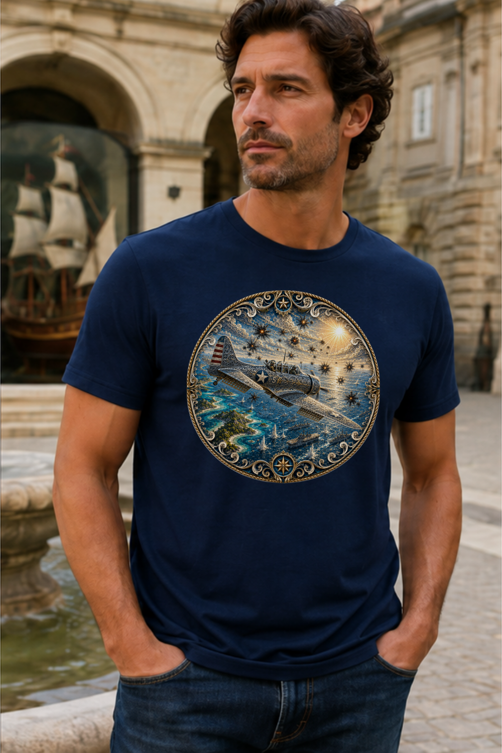 Guardians of the Sky Collection –SBD Dauntless Filigree Aviation T-Shirt