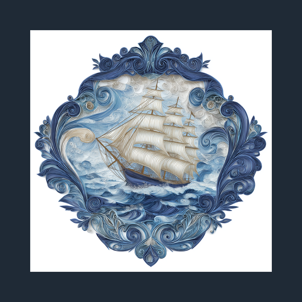 Rolling Sea - Mariner’s Crown Filigree Ship – Nautical Wall Art | Maritime Decor