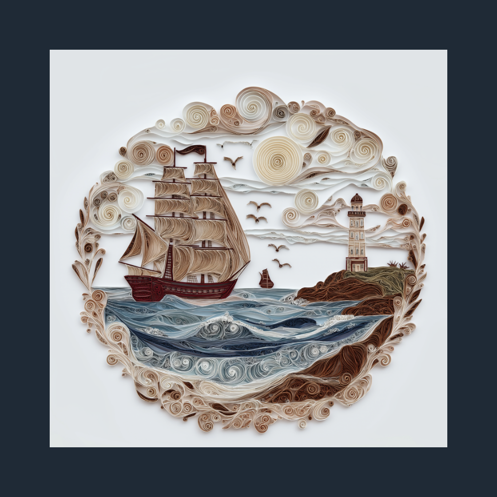 Ivory Horizon - Mariner’s Crown Filigree Ship – Nautical Wall Art | Maritime Decor
