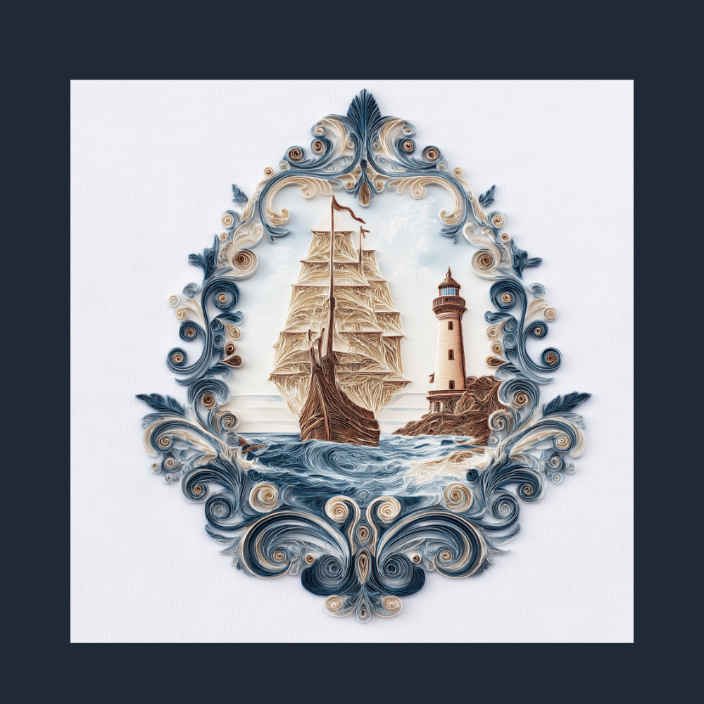 Blue Sovereign - Mariner’s Crown Filigree Ship – Nautical Wall Art | Maritime Decor