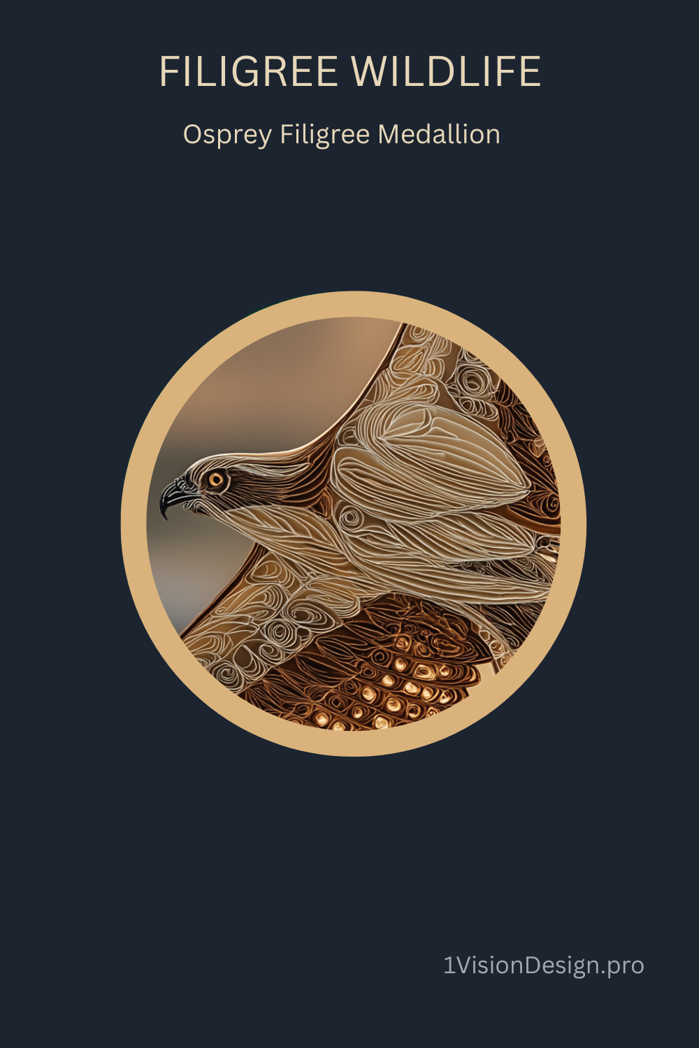 Osprey Filigree Medallion Wildlife Art Print – Birds of Prey Wall Decor