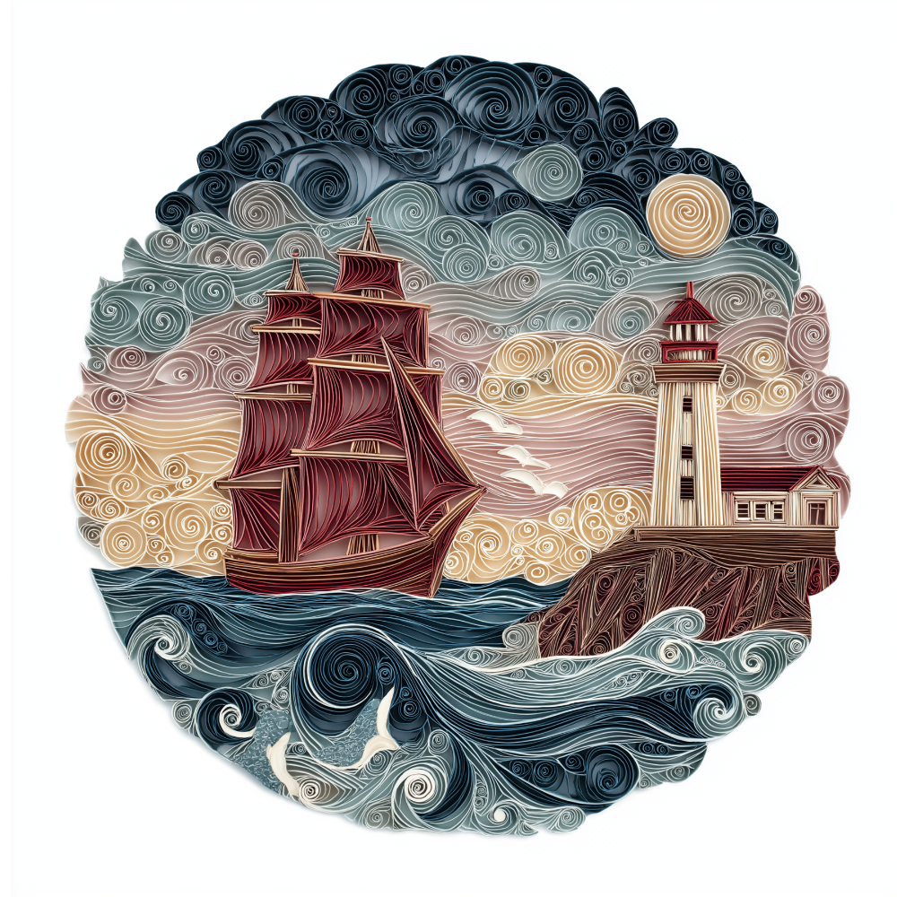 Ocean Crest - Mariner’s Crown Filigree Ship – Nautical Wall Art | Maritime Decor