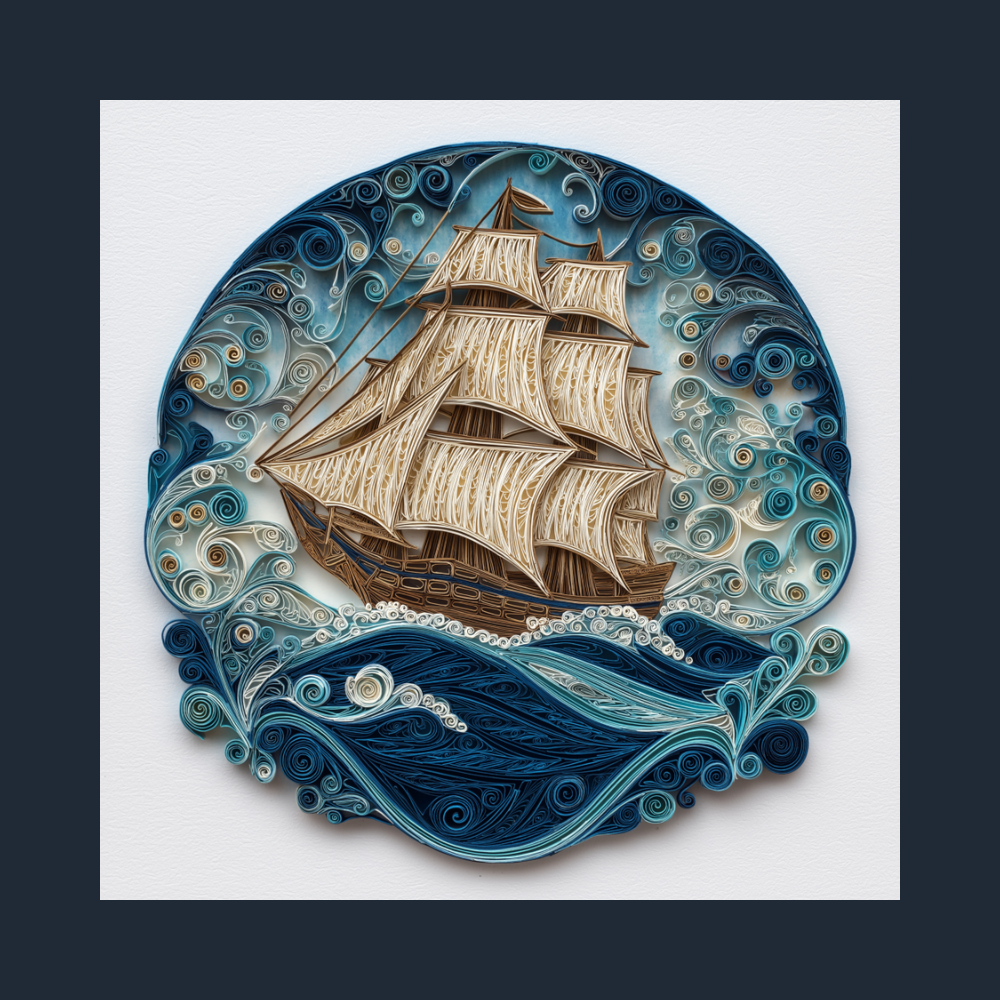 Blue Passage- Mariner’s Crown Filigree Ship – Nautical Wall Art | Maritime Decor