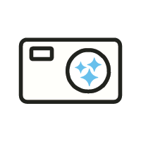 Icon of a camera with a black background