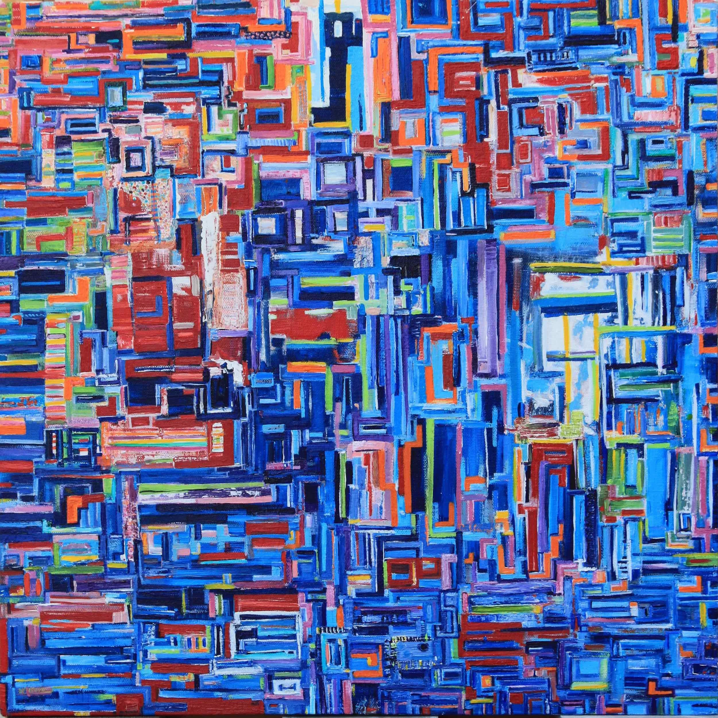  Vibrant Maze, 2011 
 18" x 18" 
 Acrylic 
 Inquire 
