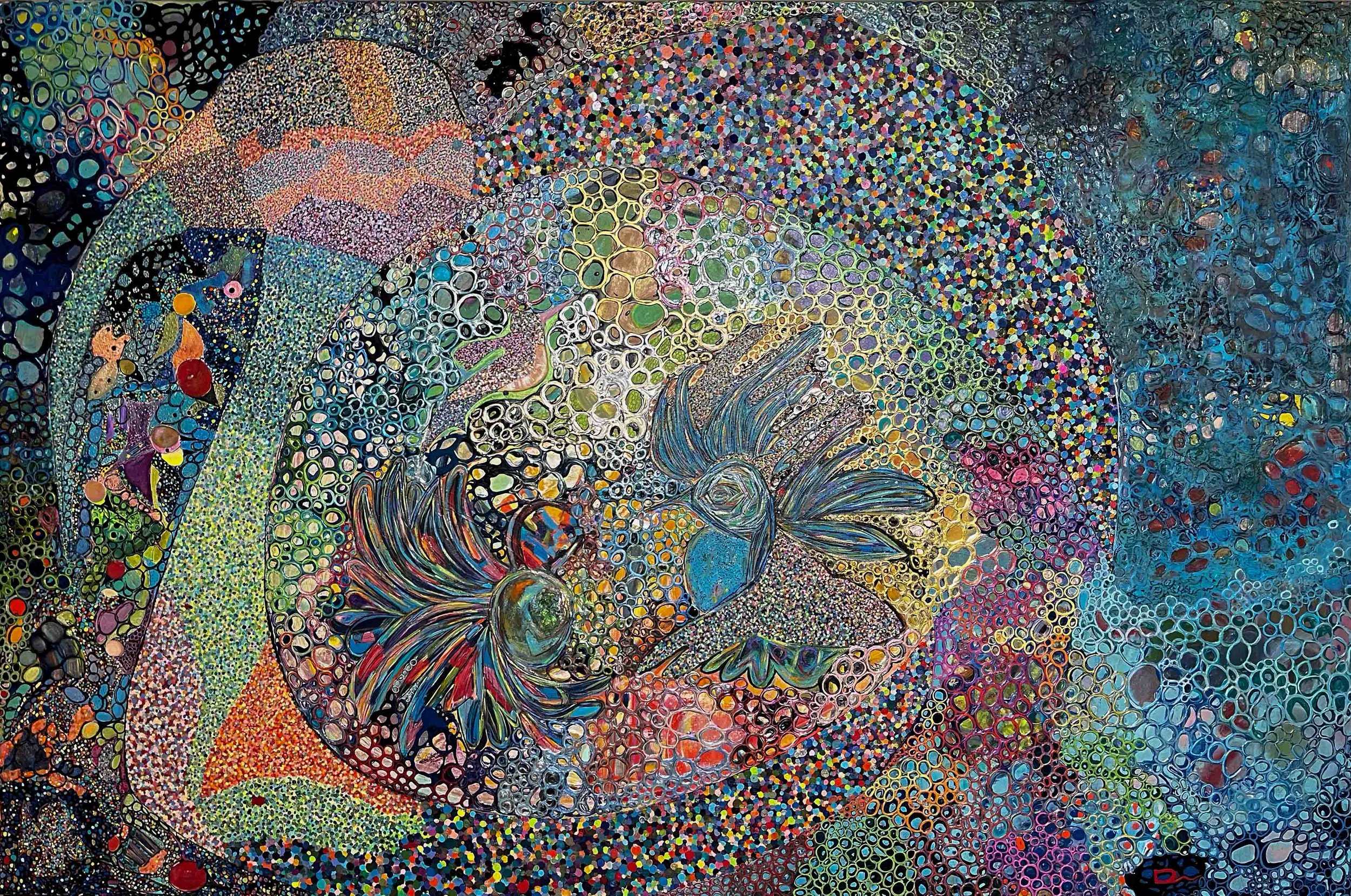  Hummingbird, 2019 
 48" x 72" 
 Acrylic 
 Sold 