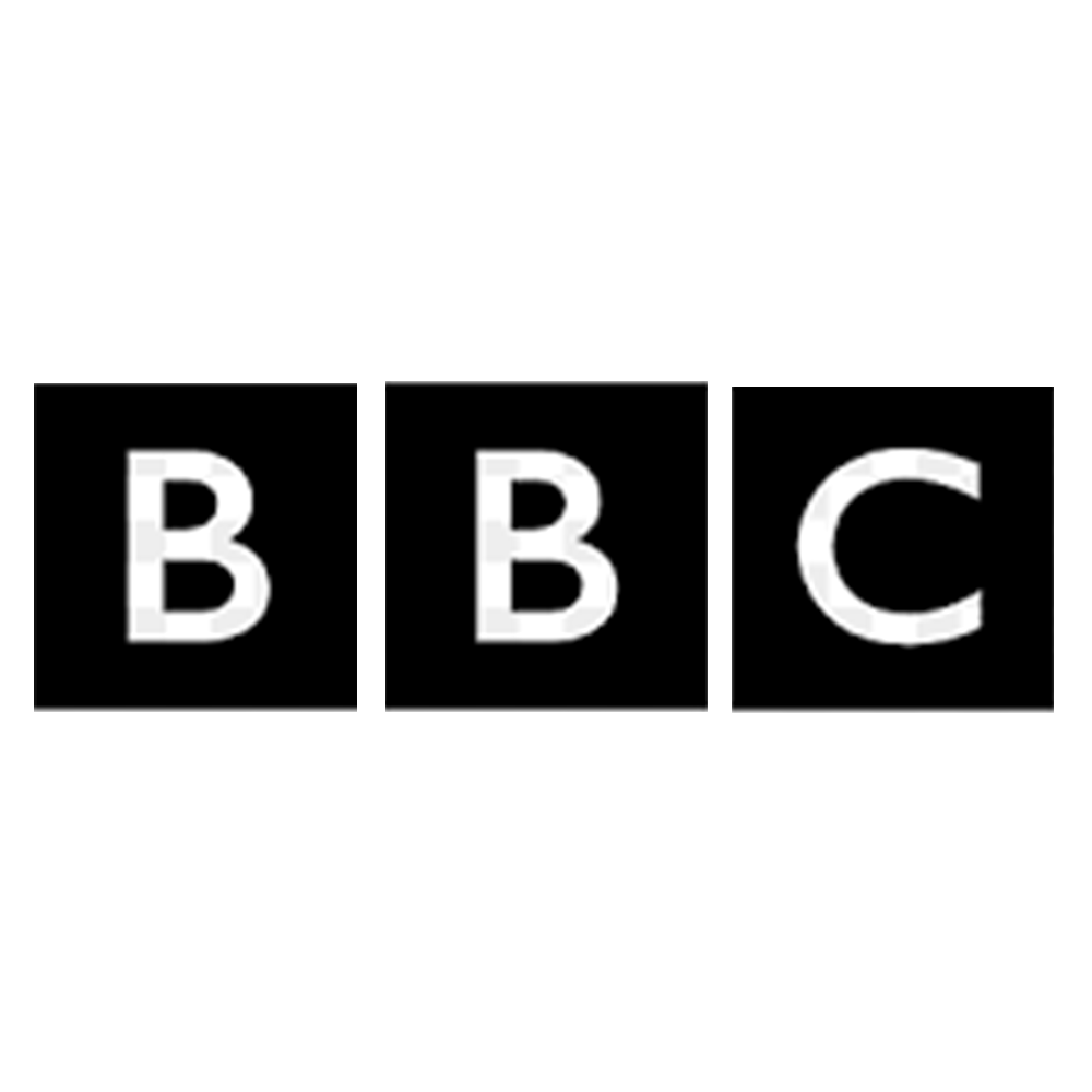 BBC logo with white letters B B C on black background