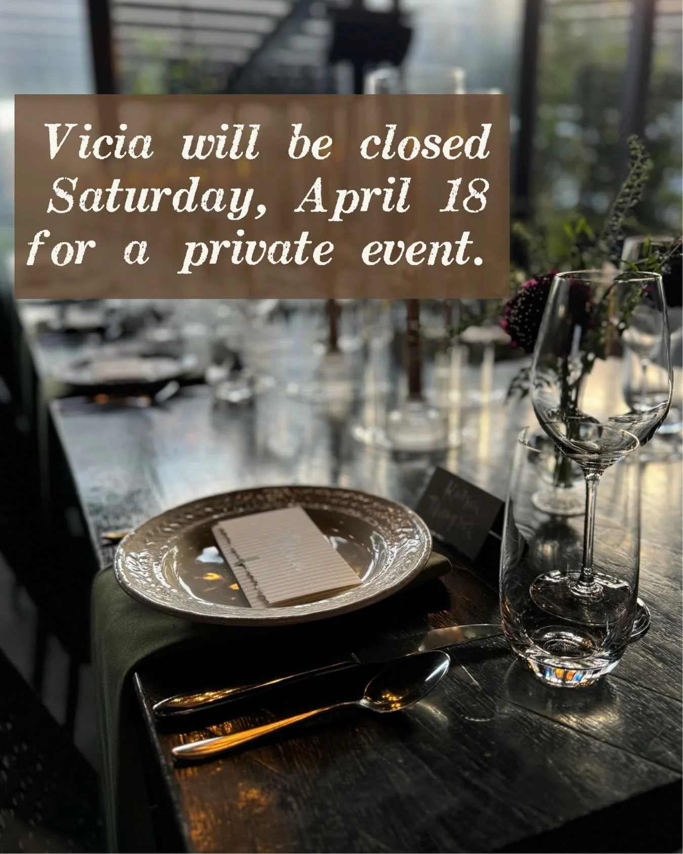 Want to host your next event at Vicia?  Inquire through the link in our bio.