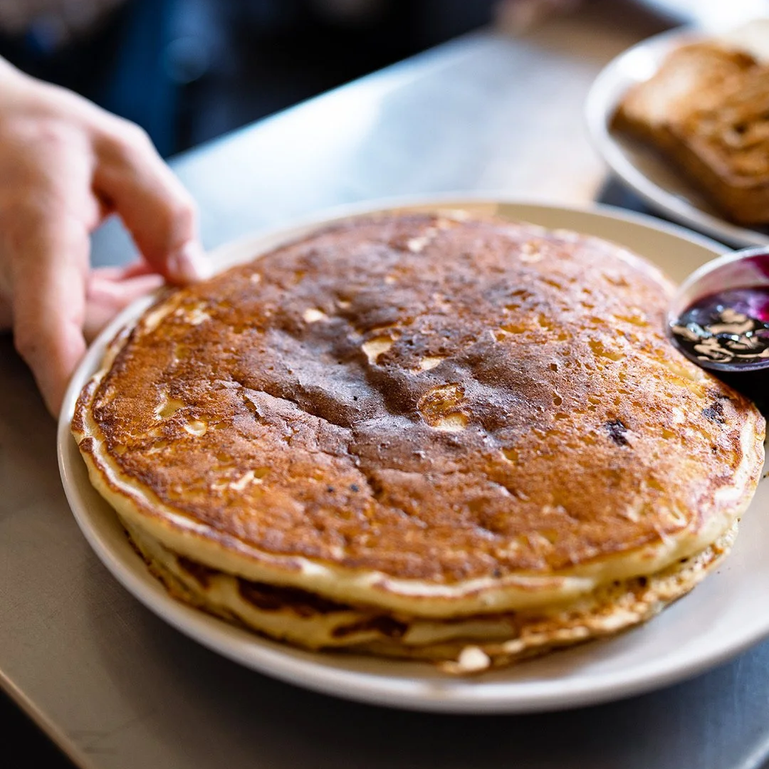 Image of buttermilk pancakes in the kitchen