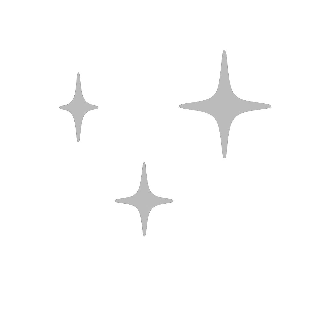 Black T-shirt with a design featuring slightly curved lines and three gray sparkle icons.